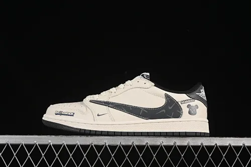 All categories Air Jordan Jordan series basketball shoes Air Jordan 1 Low high-end customized low-top sneakers Travis Scott x Fragment Design x Air Jordan 1 Low OG SP AJ1 Violent Bear joint beige small random hook low-top cultural casual sneakers LD2025-011